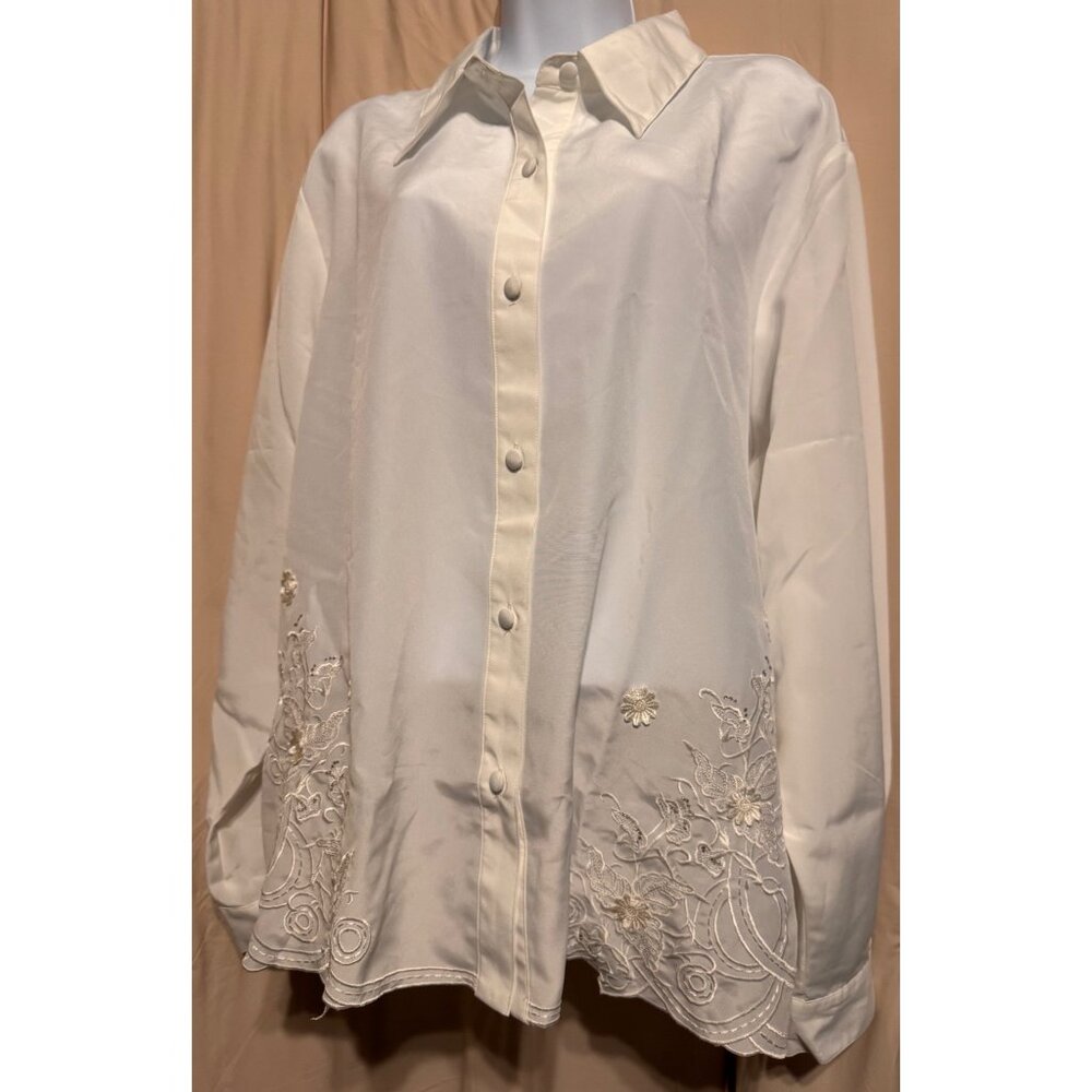White Elisabeth Williams Vintage Shirt NEW with Lace XL